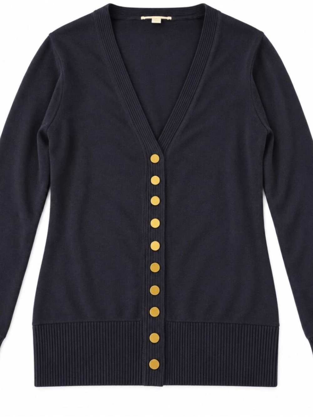 Zenana Outfitters Black V-Neck Cardigan with Gold Buttons